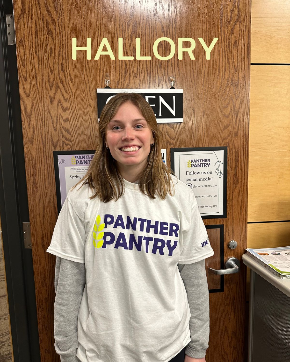 Student in Panther Pantry Shirt