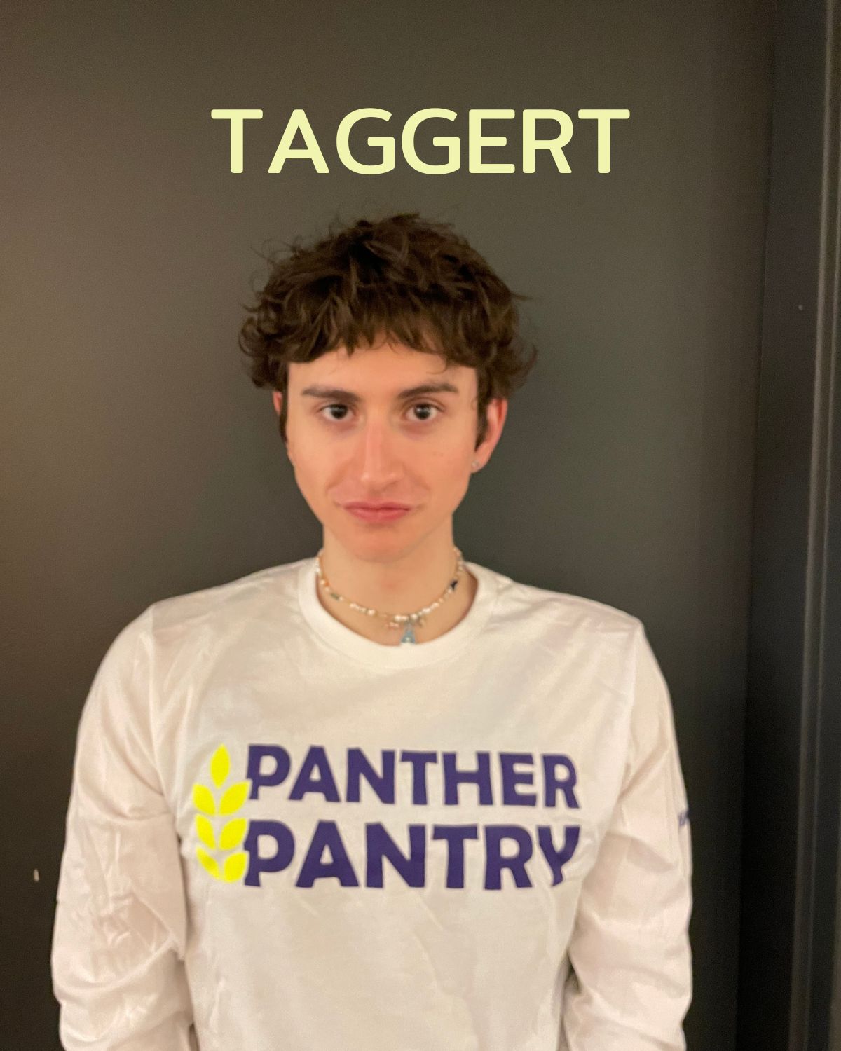 Student in Panther Pantry Shirt