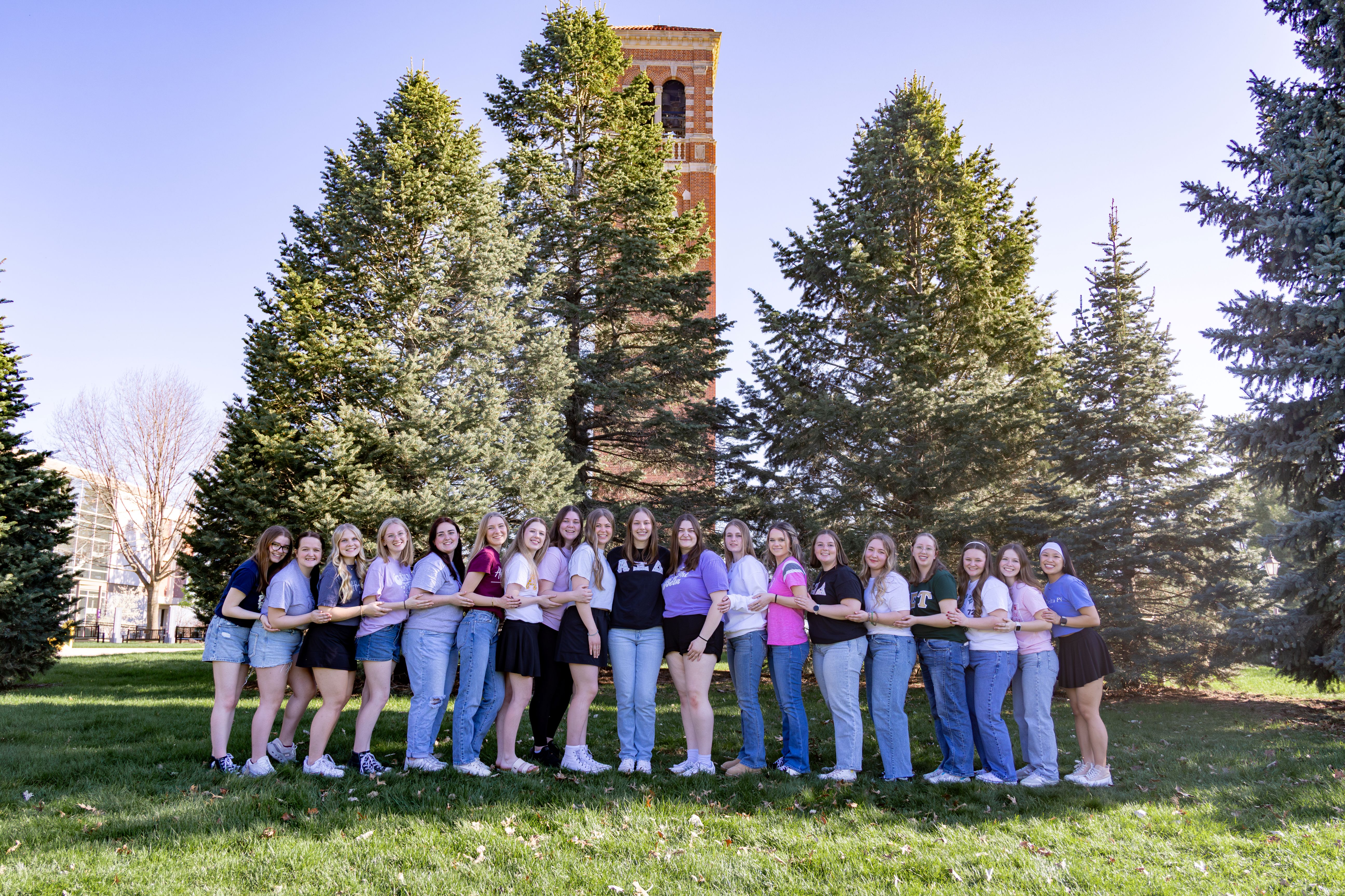 Group of Sorority Women in front of the Campanile