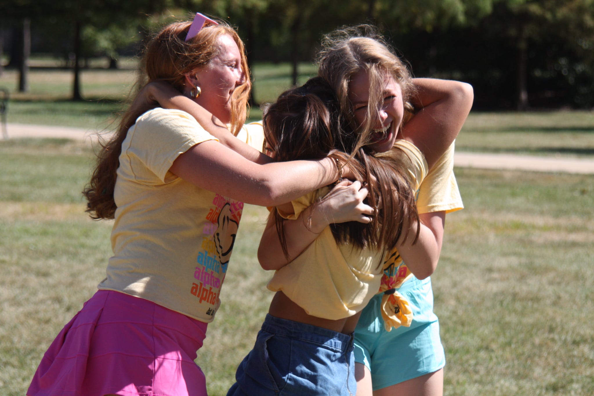 Sorority Women hugging during recruitment